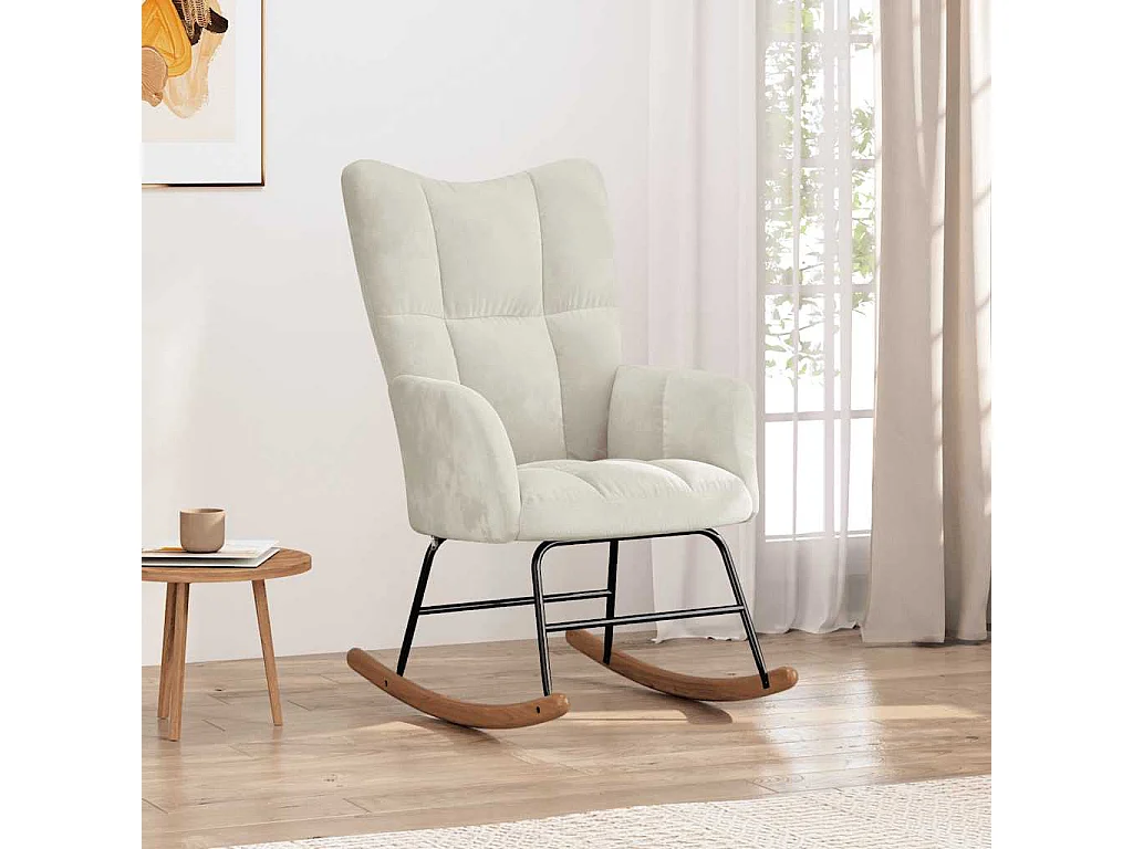 Sedia a Dondolo Crema in Velluto