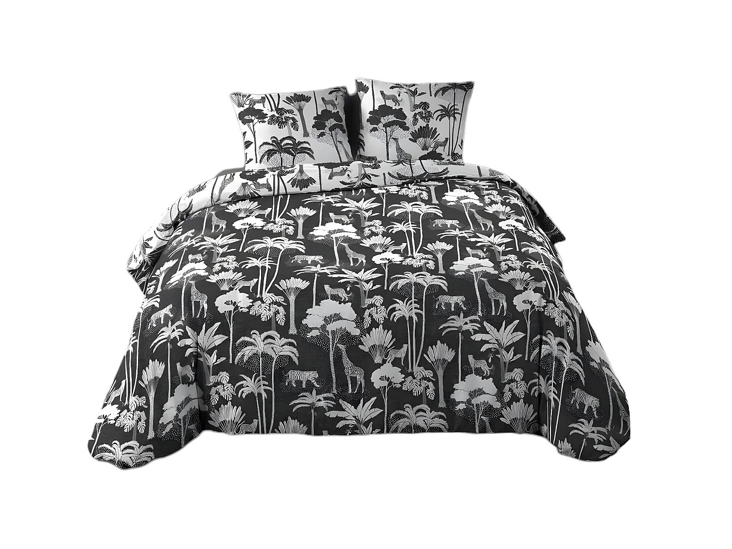 Housse couette + 2 taies 220 x 240 cm Girafe et panthere