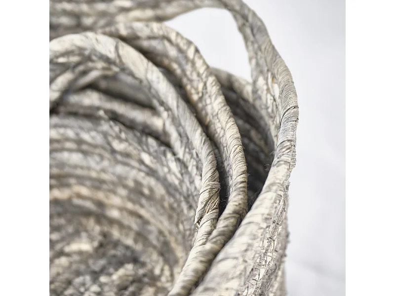 Set de 3 paniers naturel en feuilles tressées avec anses - NASH 6709