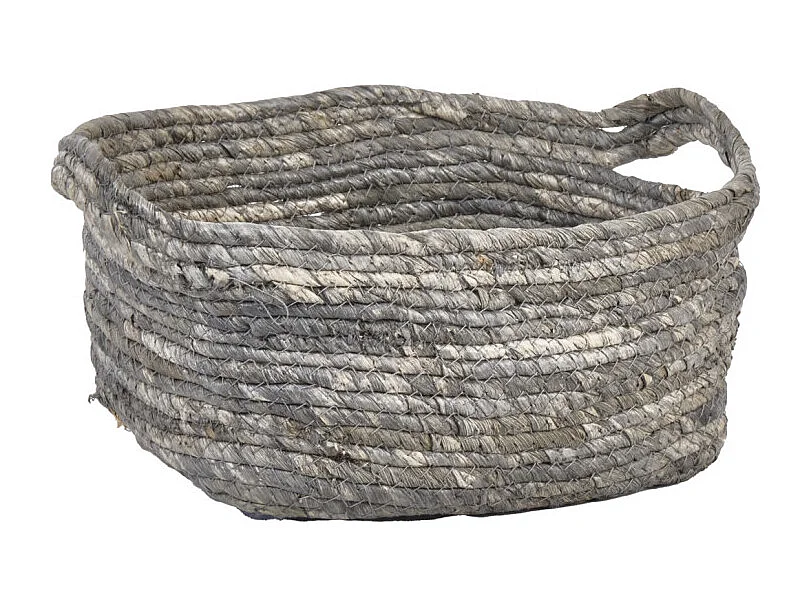 Set de 3 paniers naturel en feuilles tressées avec anses - NASH 6709