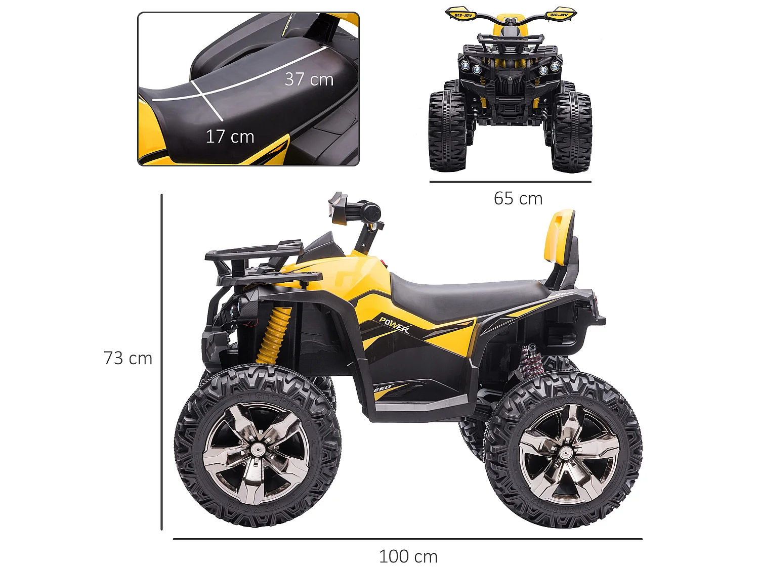 Quad eléctrico infantil amarillo 100x65x73 cm HOMCOM