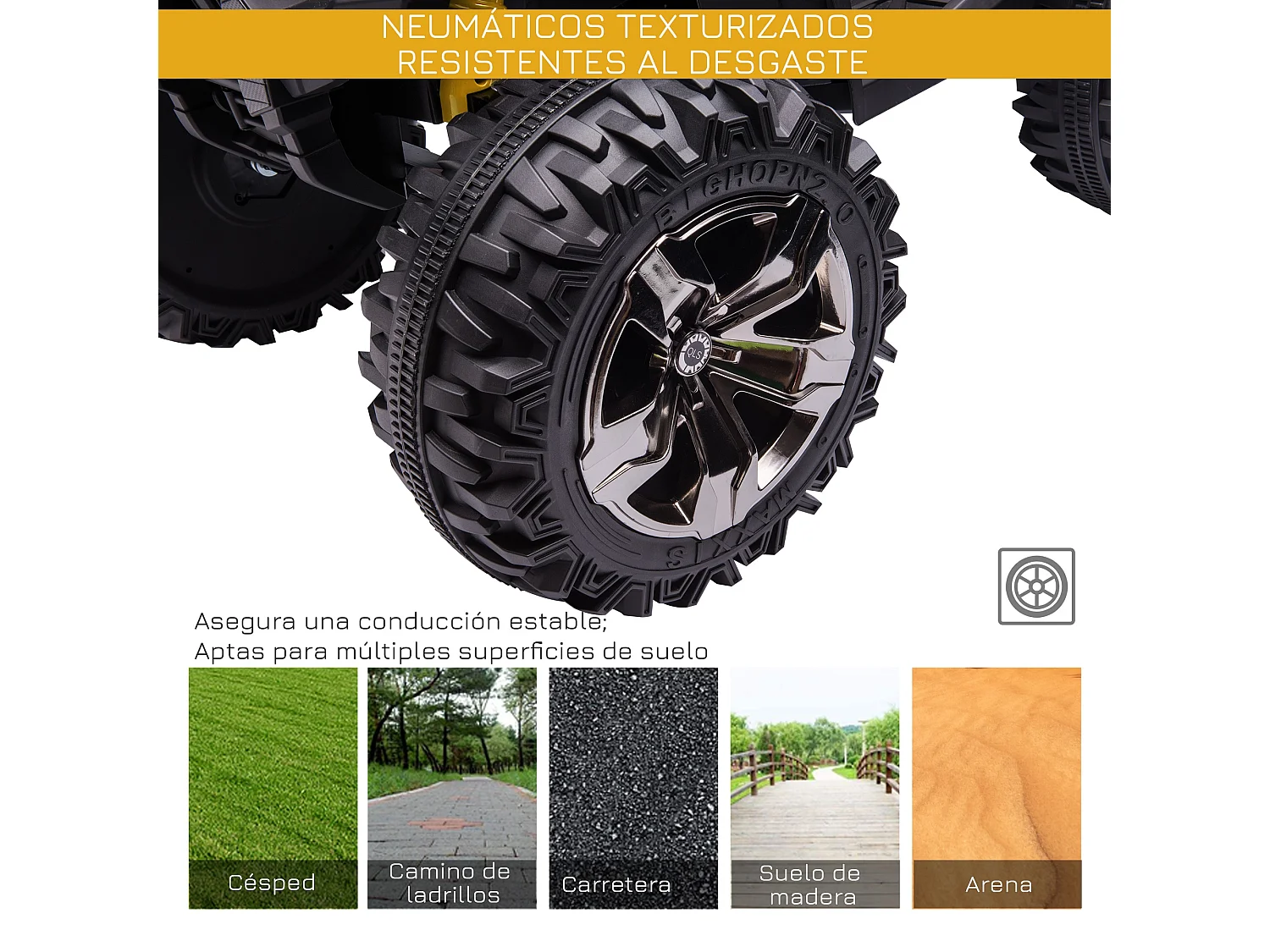 Quad eléctrico infantil amarillo 100x65x73 cm HOMCOM