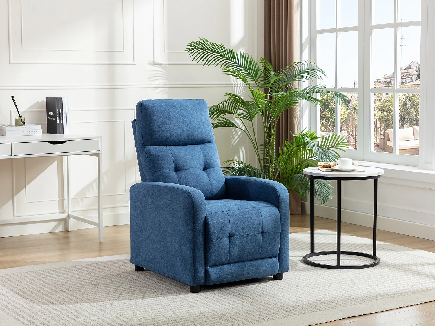 Fauteuil relax en tissu bleu JARAMILO