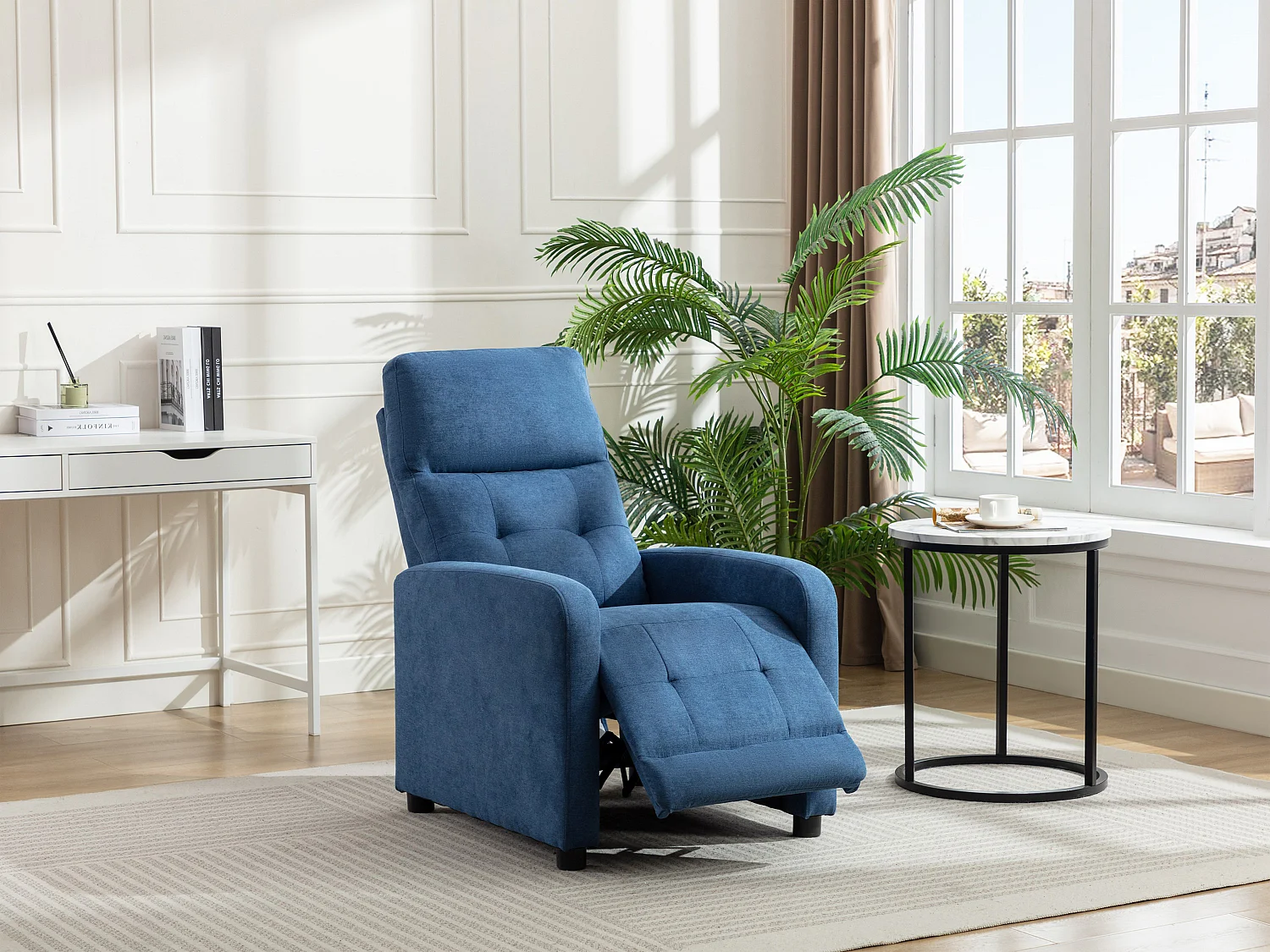 Sillón relax de tela azul JARAMILO