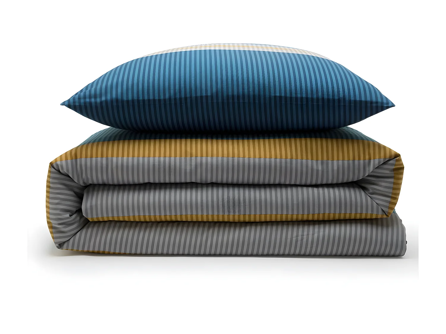 Parure de lit 2 personnes rayé en coton 57 fils 240x220cm