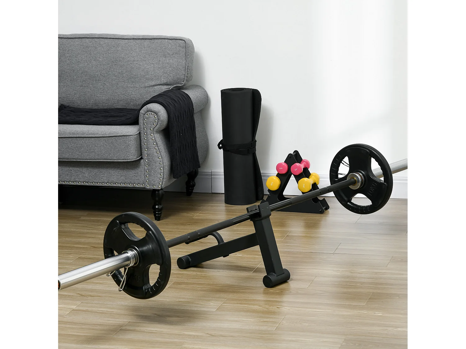 Mini Deadlift pour haltères olympiques - cric d'haltères avec poignée antidérapante - charge max. 200 Kg - acier noir