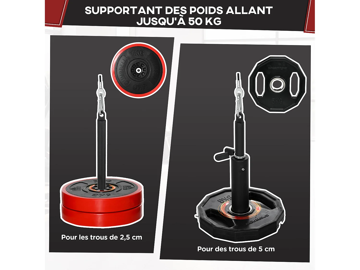 Station de musculation - station de traction poulie haute à fixer au plafond - barre traction et autres accessoires inclus