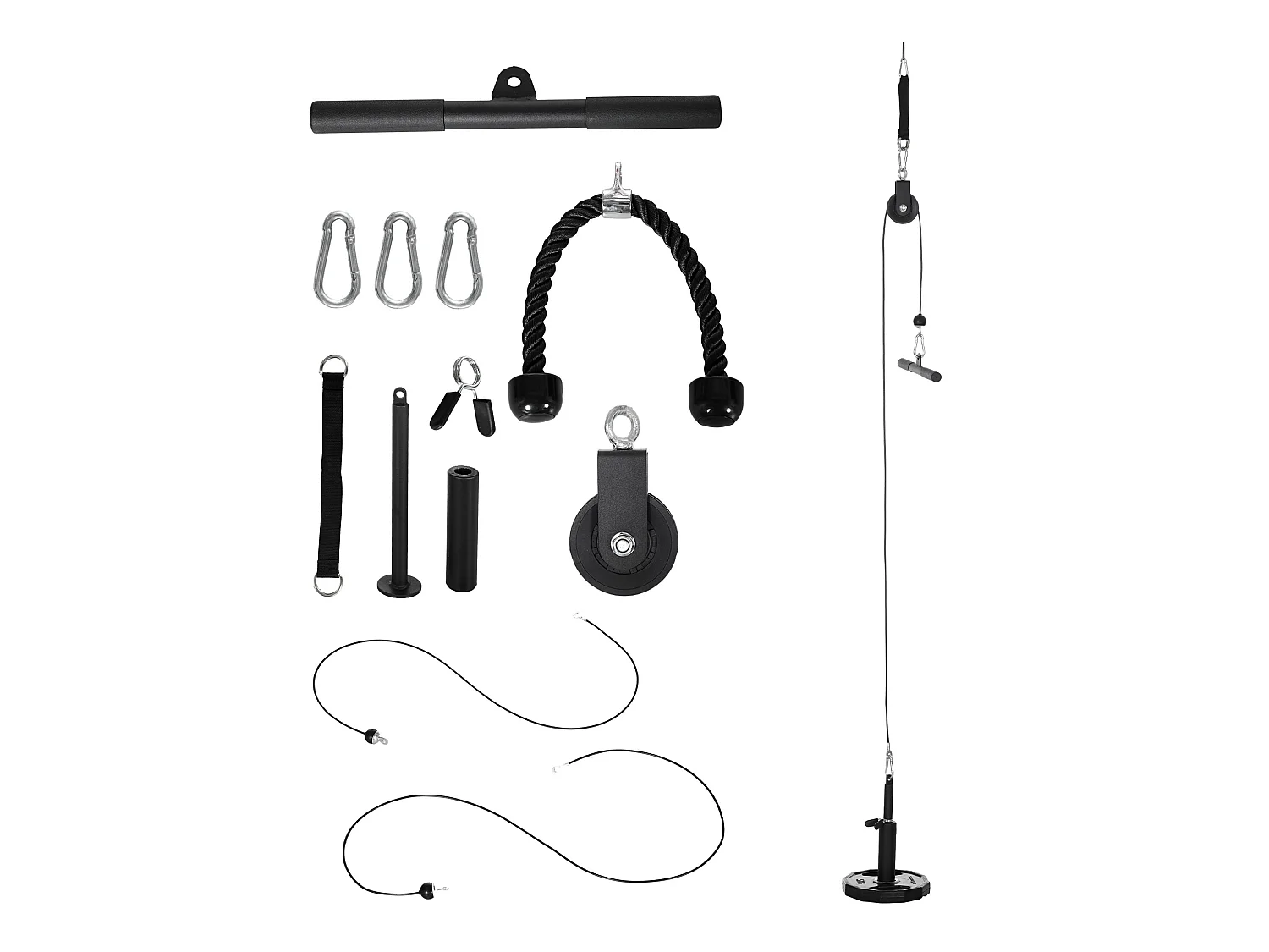 Station de musculation - station de traction poulie haute à fixer au plafond - barre traction et autres accessoires inclus