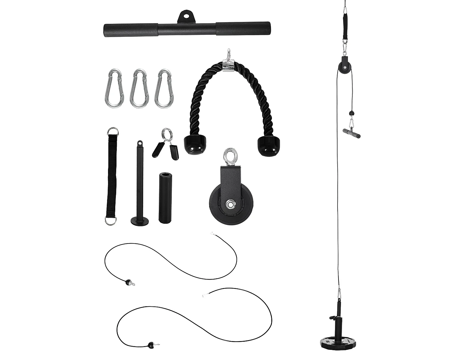 Station de musculation - station de traction poulie haute à fixer au plafond - barre traction et autres accessoires inclus