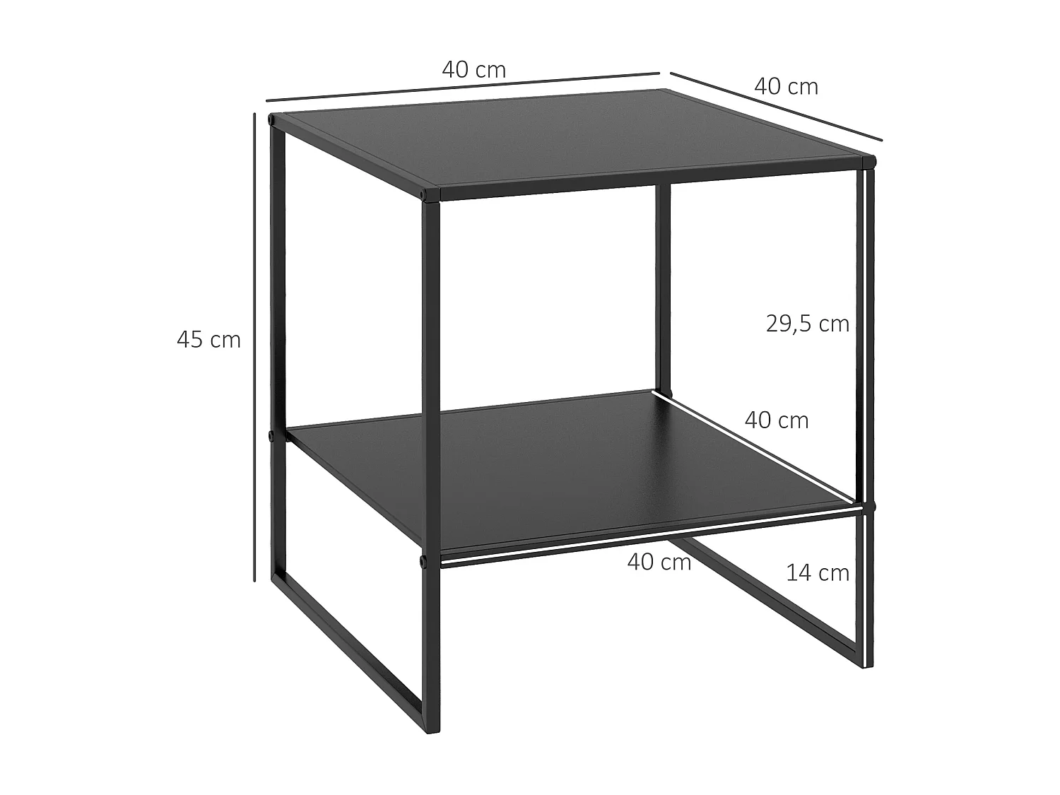 Table basse table d'appoint guéridon bout de canapé 2 niveaux acier noir