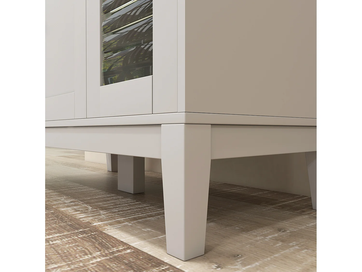 Buffet style classique chic - 3 portes 3 étagères niche petit électroménager - blanc aspect chêne clair