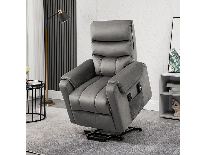 Fauteuil de massage fauteuil releveur électrique inclinaison réglable repose-pied ajustable velours anthracite