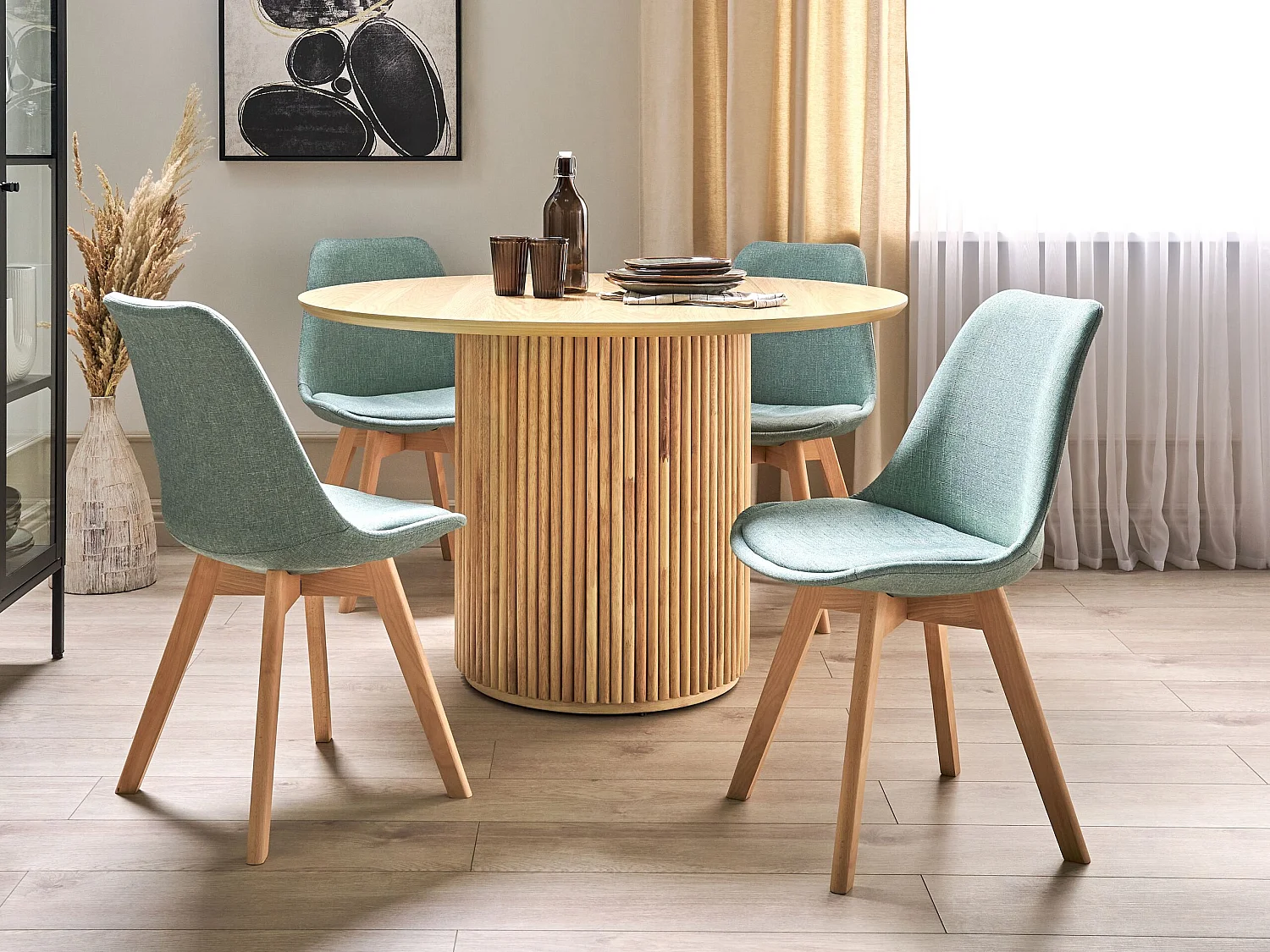 Lot de 2 chaises de salle à manger en tissu vert menthe DAKOTA II