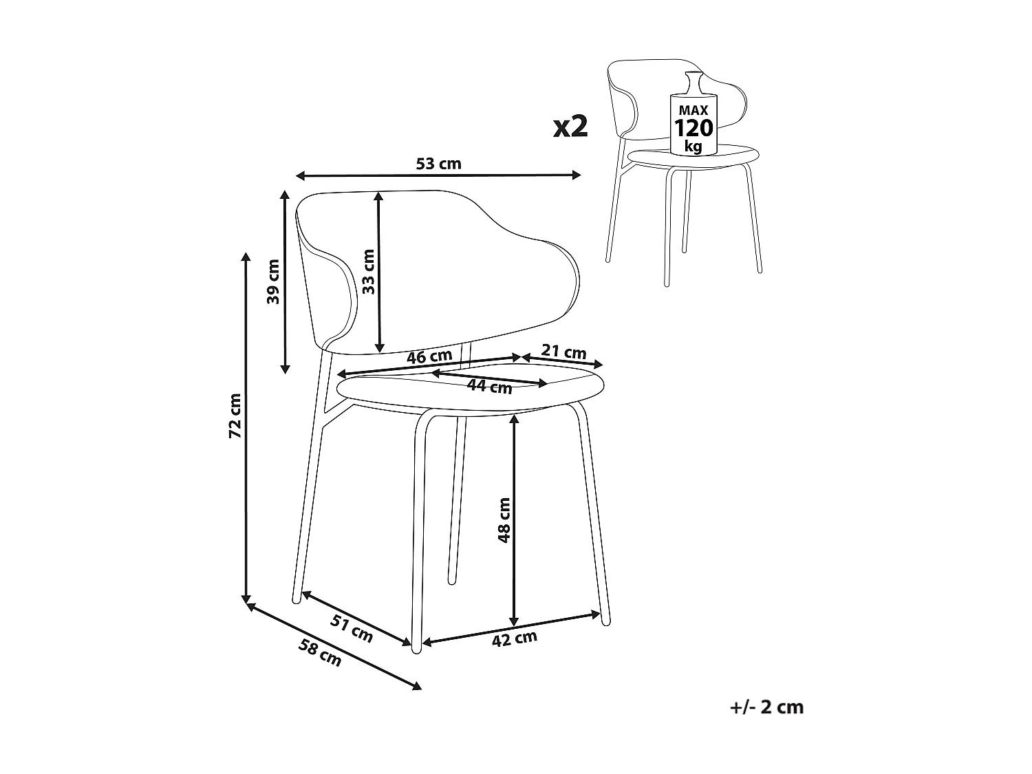 Set di 2 sedie da pranzo KENAI Verde scuro