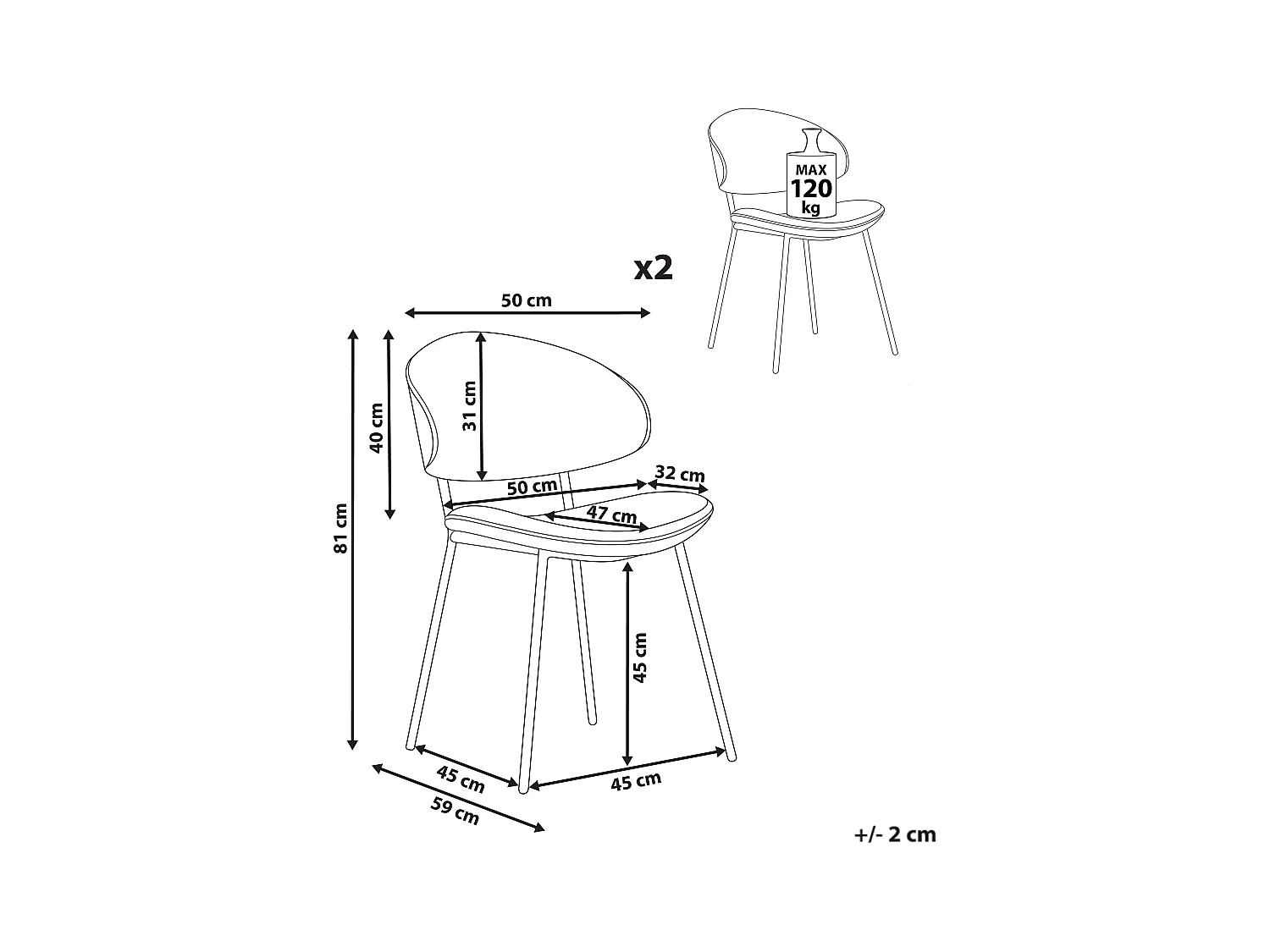 Set van 2 eetkamerstoelen KIANA Donkergroen