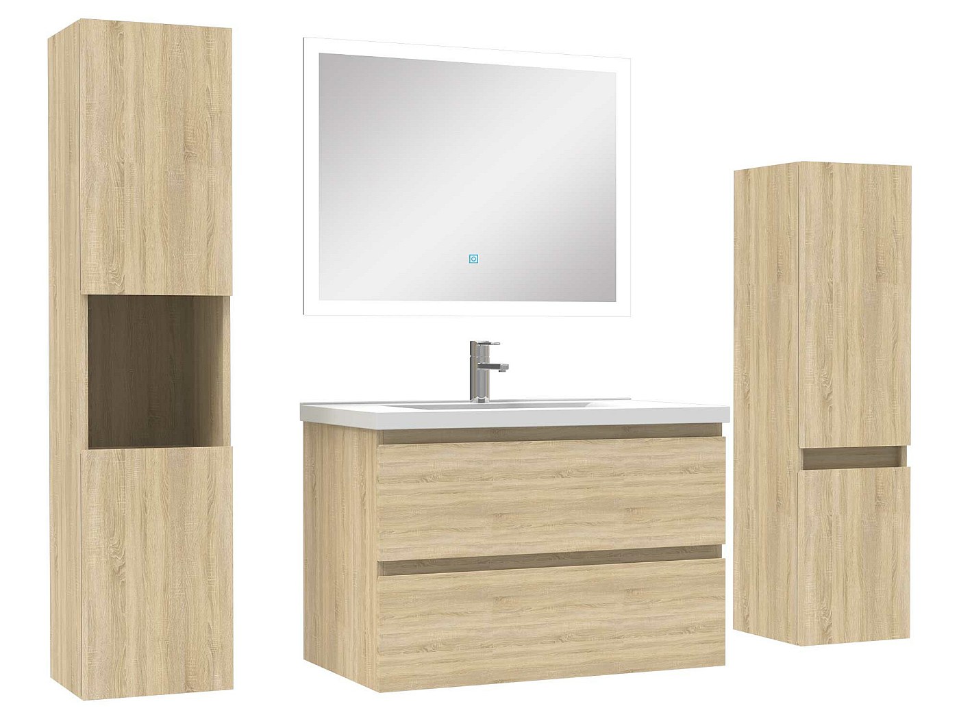 Ensemble meuble de salle de bain 80cm simple vasque + colonne de