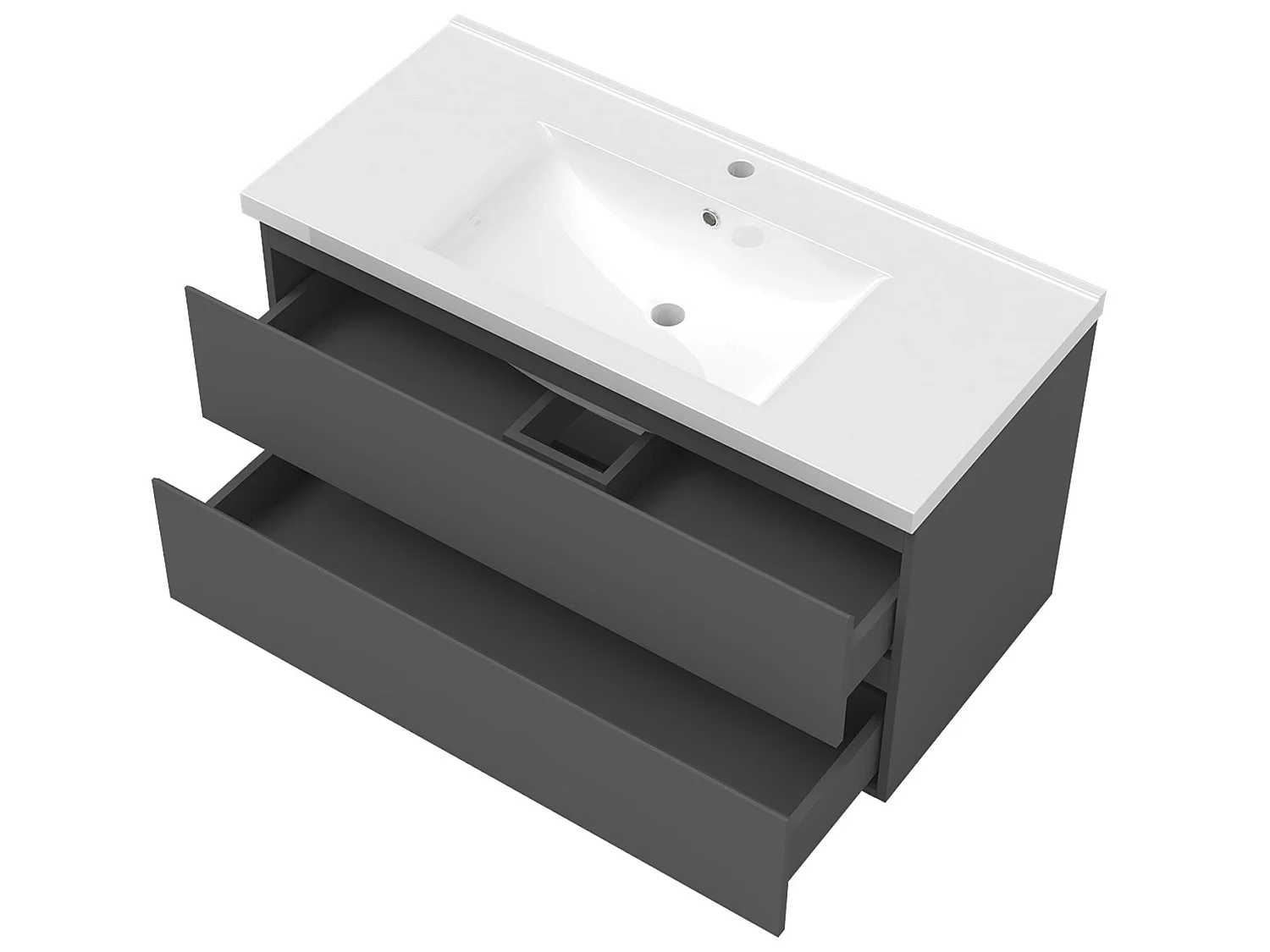 Ensemble meubles Salle de Bain 100cm vasque et colonnex2 et miroir lumineux Anthracite