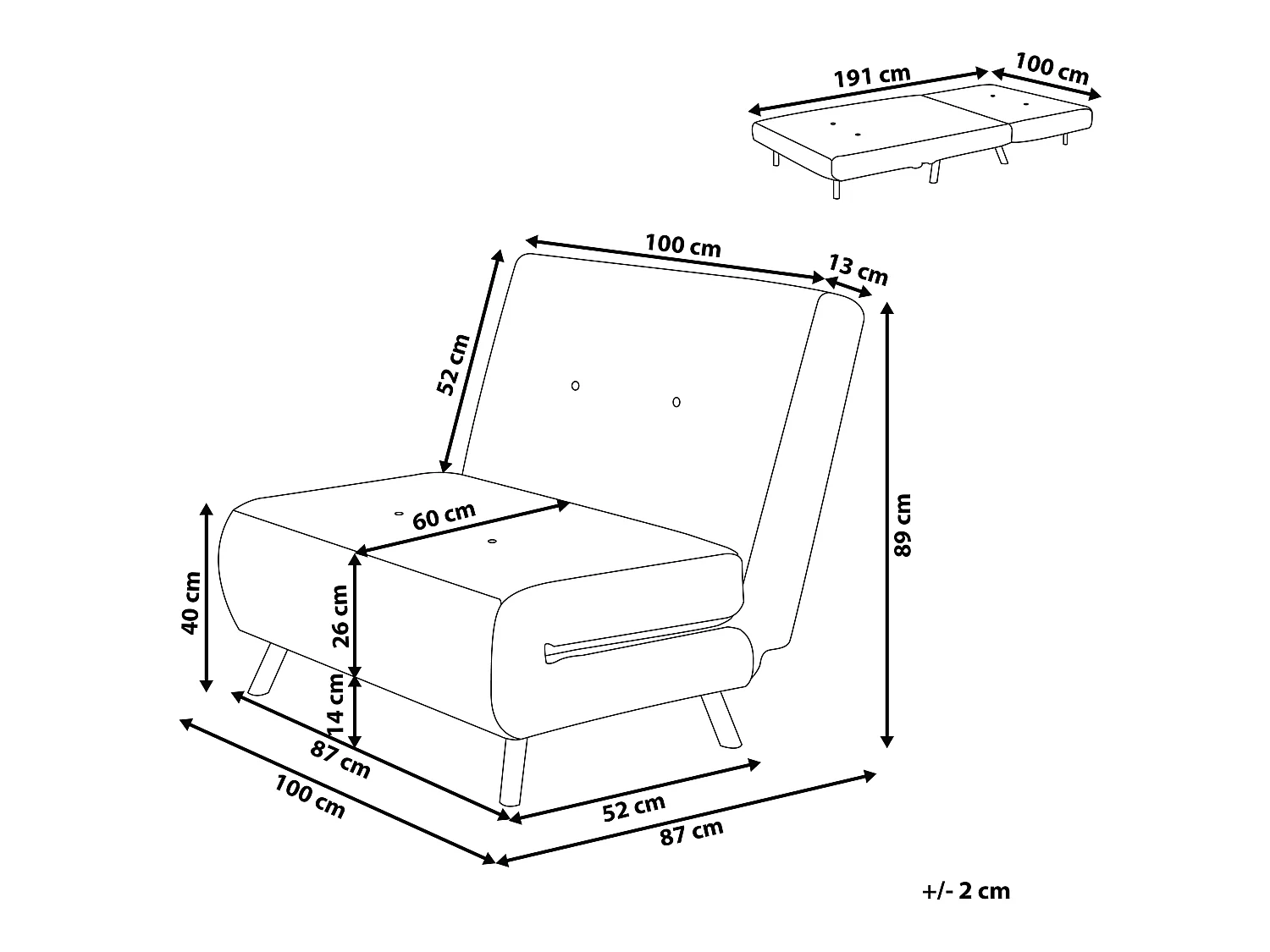 Divano letto singolo FARRIS Velluto Crema
