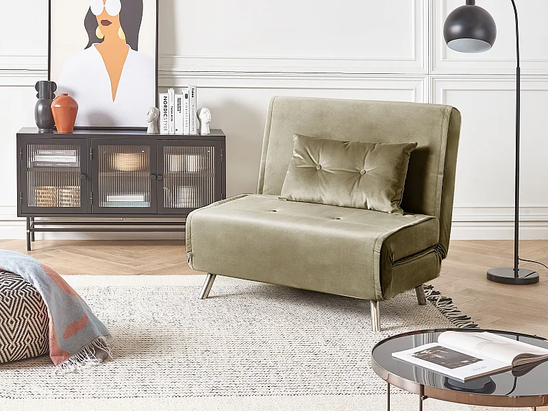 Fauteuil convertible FARRIS Velours Vert olive