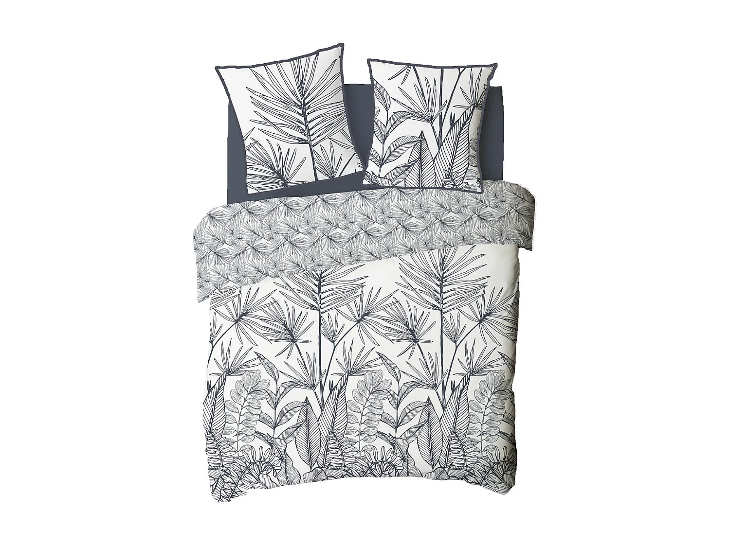 Parure de lit 2 personnes en coton 57 fils imprimé blanc 240x220cm