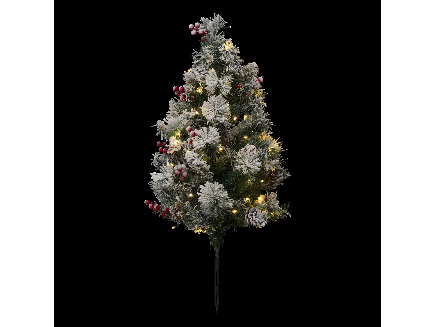Sapin de Noël artificiel lumineux à planter dans le sol 50 LED Blanc chaud H 90 cm