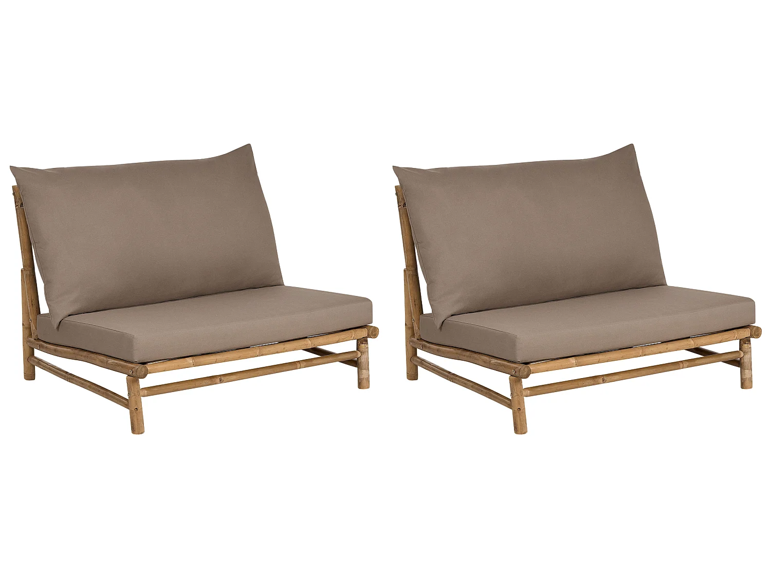 Lot de 2 chaises de jardin avec coussins TODI Bambou Taupe