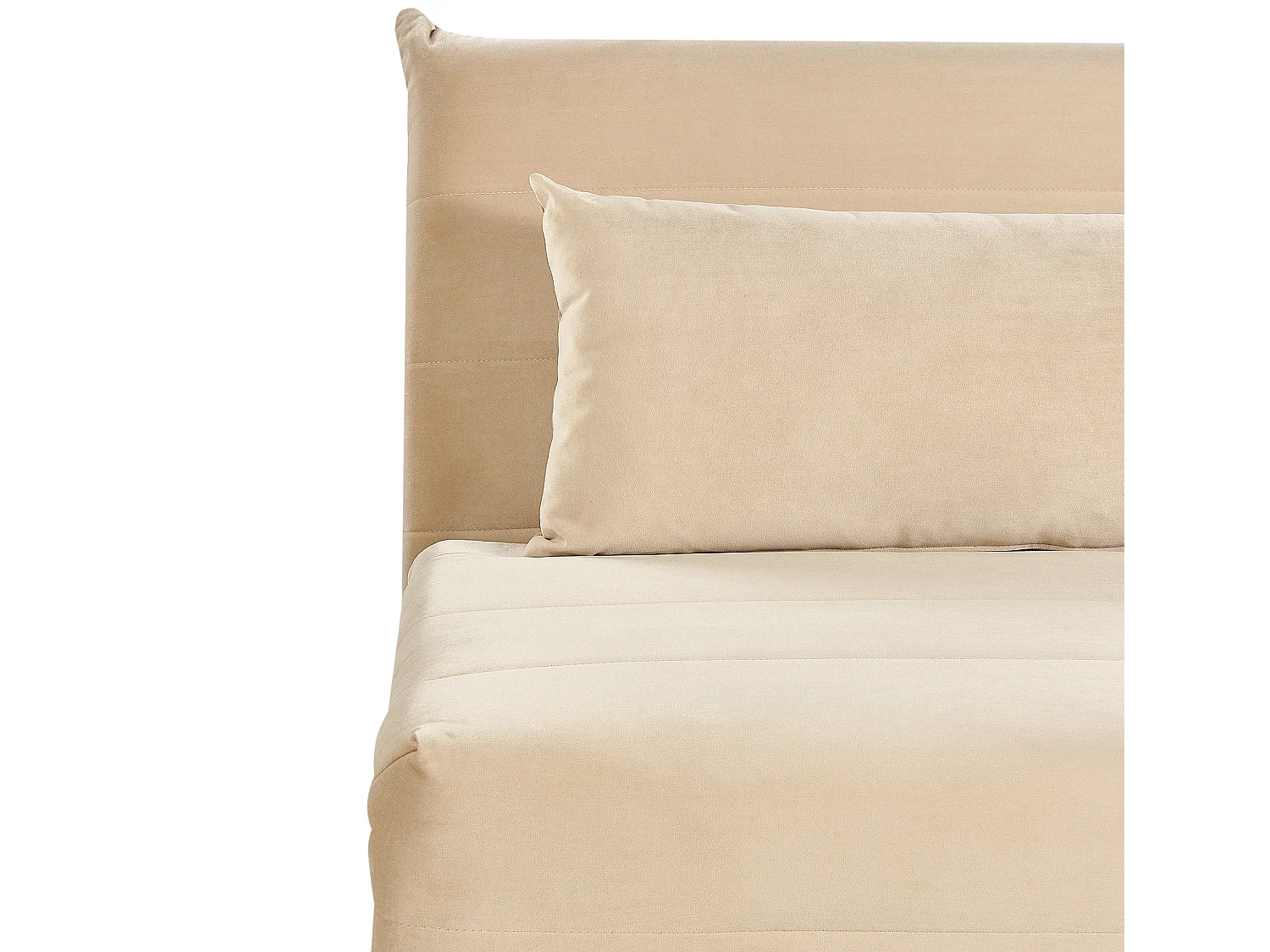 1-Sitzer Schlafsofa Samt beige mit Holzbeinen Kissen verstellbare Lehne Setten