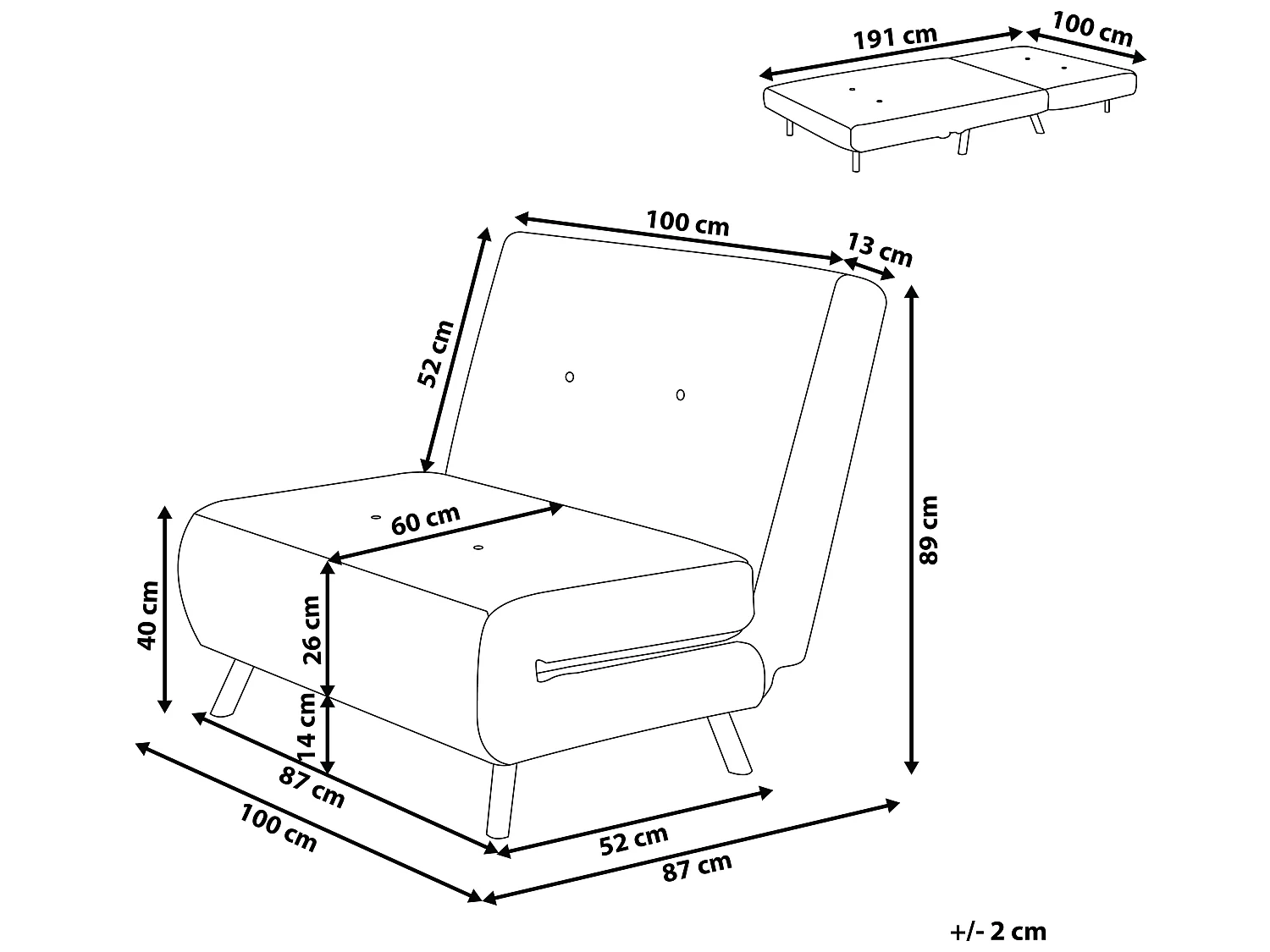 Sofá-cama individual FARRIS Veludo Cinzento claro