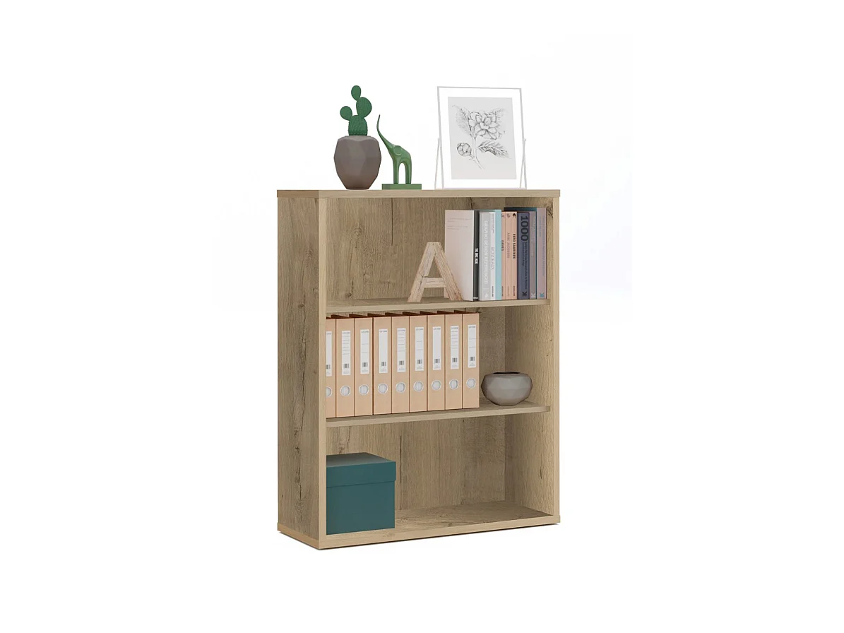 Bibliothèque, meuble de rangement coloris chêne doré - L. 75,50 x L.  33 x H.  99,50 cm