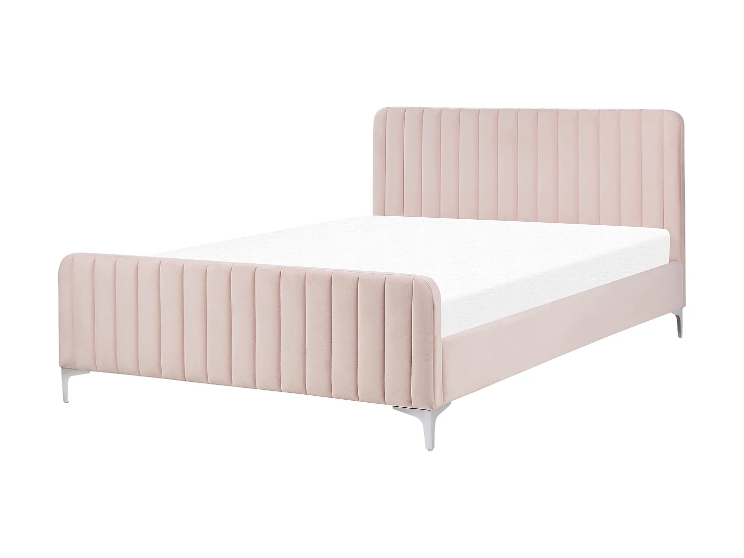 Bett mit Lattenrost Samtstoff LUNAN 140 x 200 cm Pastellrosa