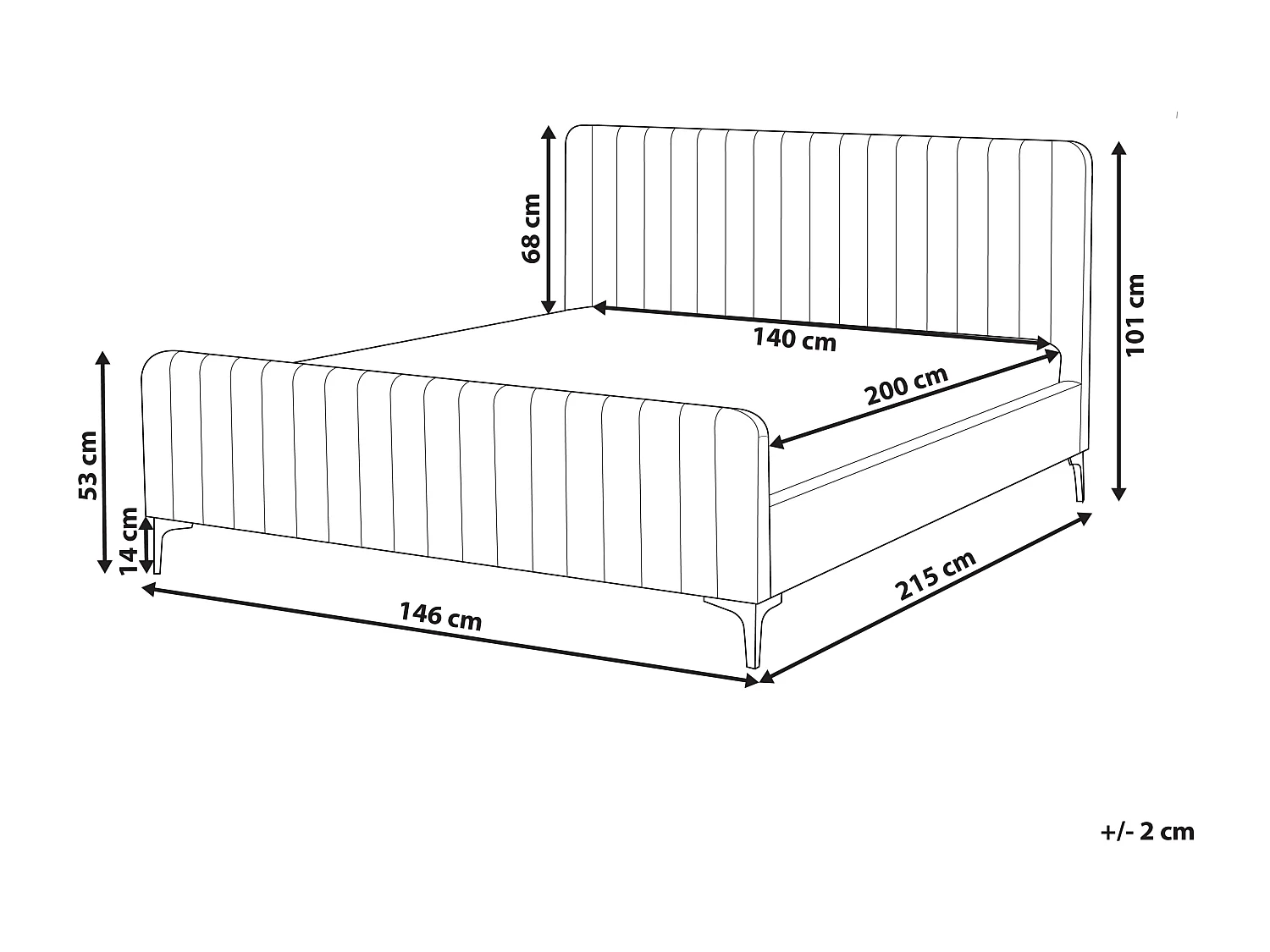 Bett mit Lattenrost Samtstoff LUNAN 140 x 200 cm Pastellrosa