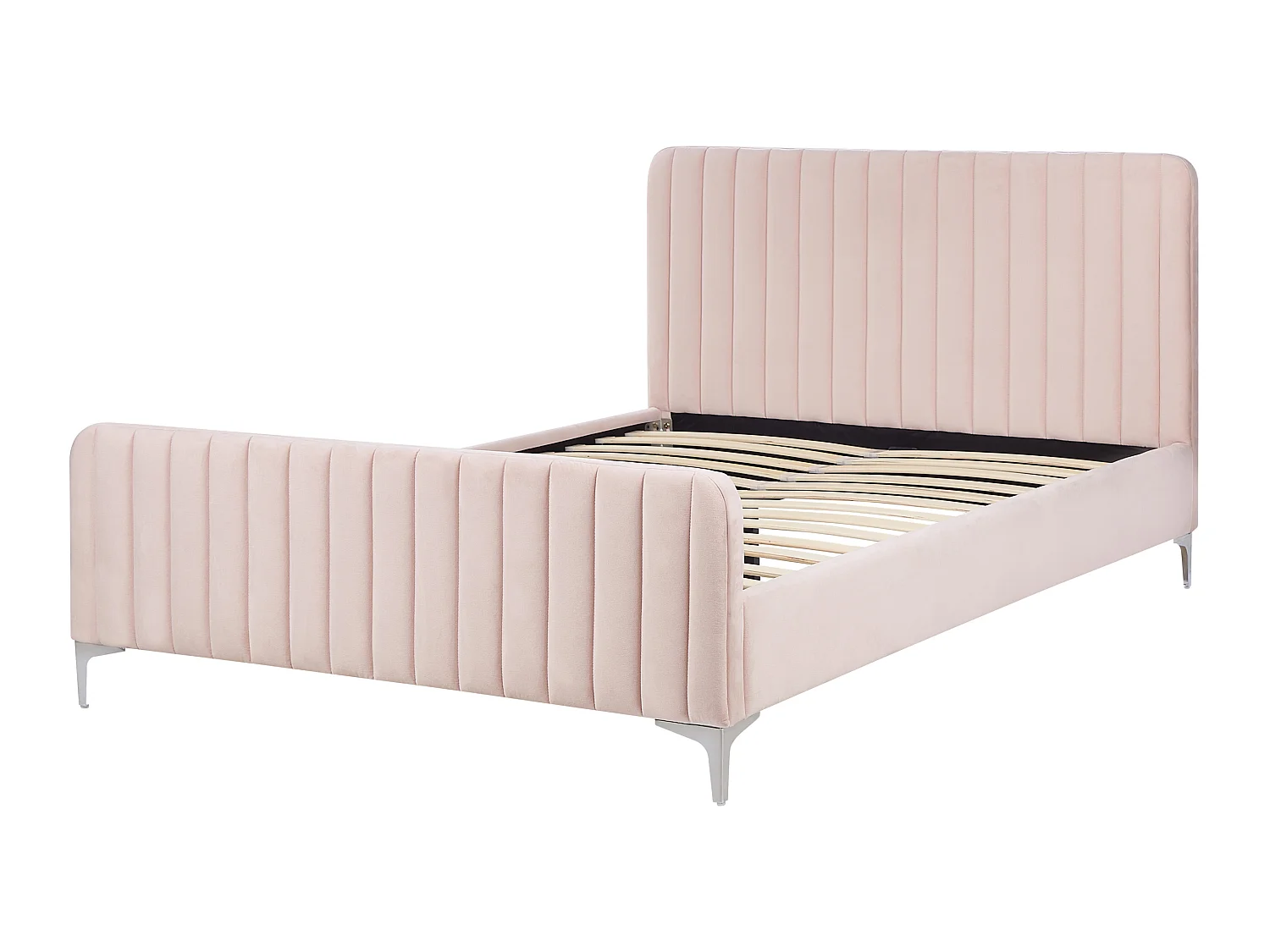 Bett mit Lattenrost Samtstoff LUNAN 140 x 200 cm Pastellrosa