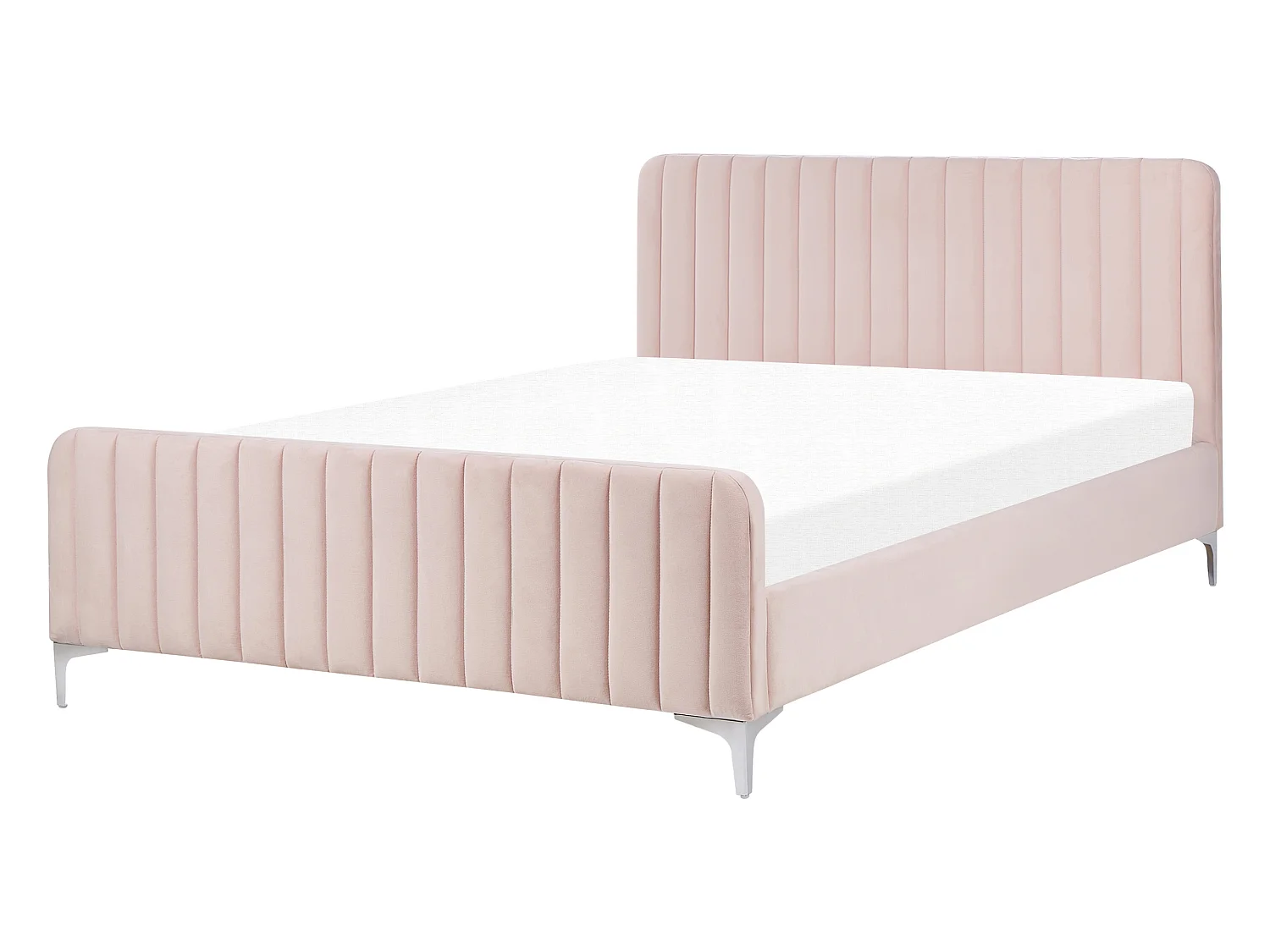 Bed Fluweel LUNAN 140 x 200 cm Pastelroze