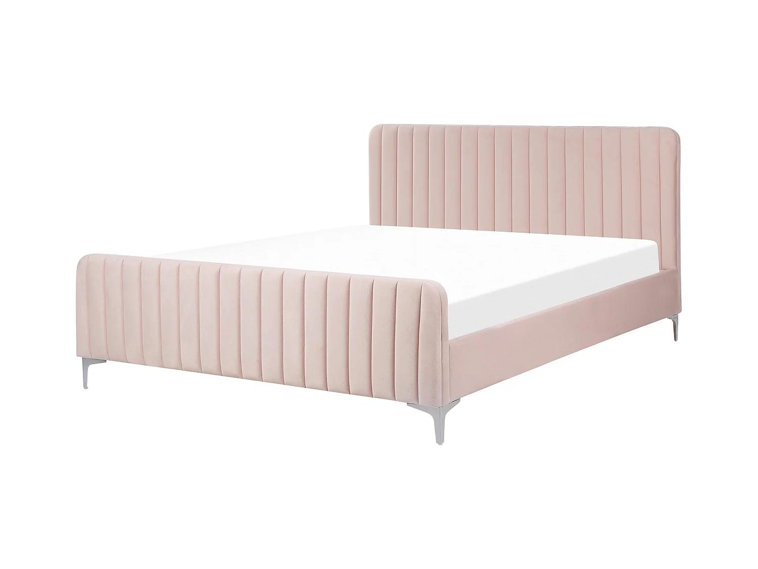 Lit avec sommier Velours LUNAN 160 x 200 cm Rose pastel