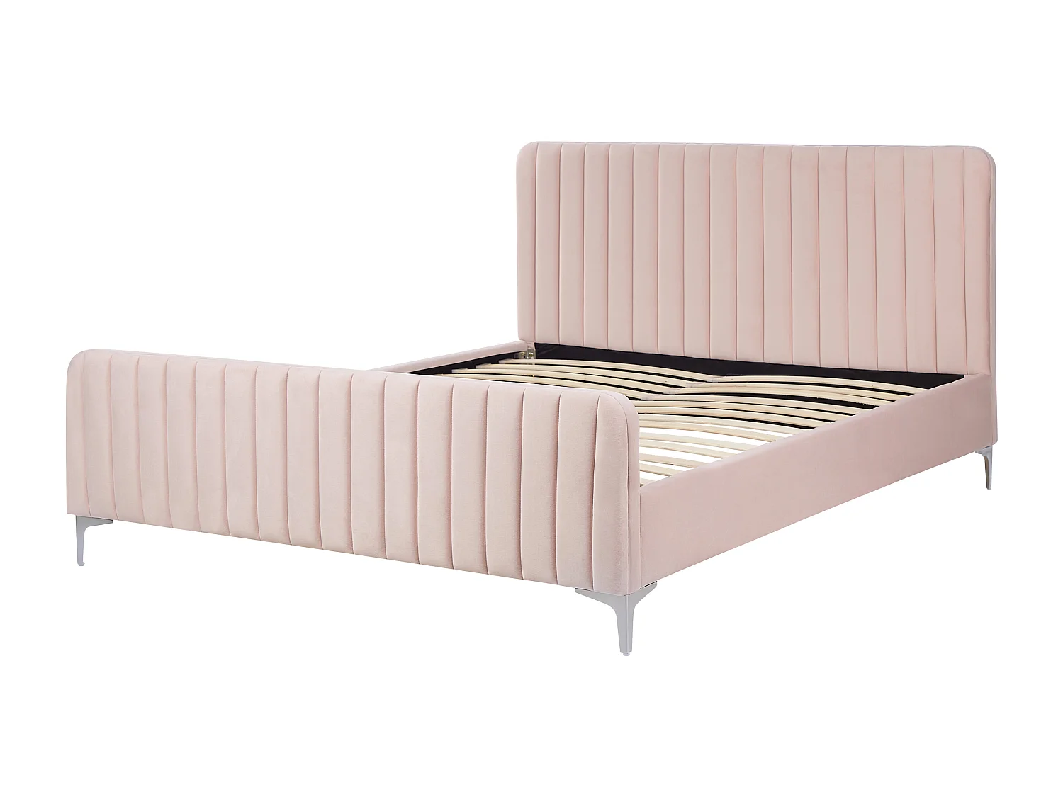 Cama Terciopelo LUNAN 160 x 200 cm Rosa pastel