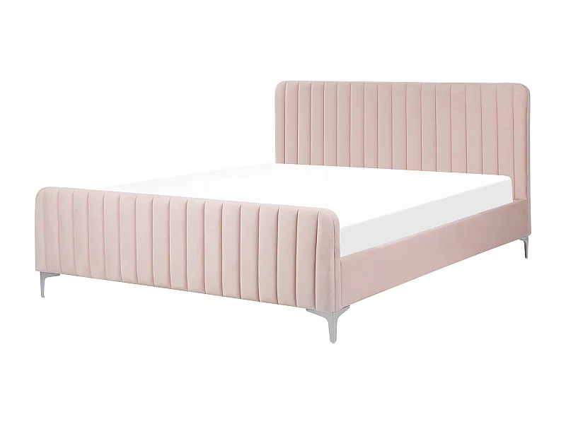 Letto Velluto LUNAN 160 x 200 cm Rosa pastello