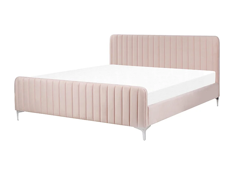 Elegantes Polsterbett Samtstoff rosa mit Lattenrost 180 x 200 cm Lunan