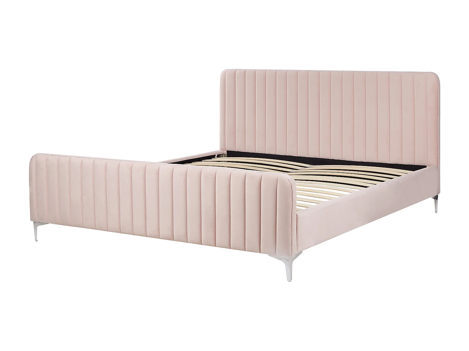 Lit avec sommier Velours LUNAN 180 x 200 cm Rose pastel