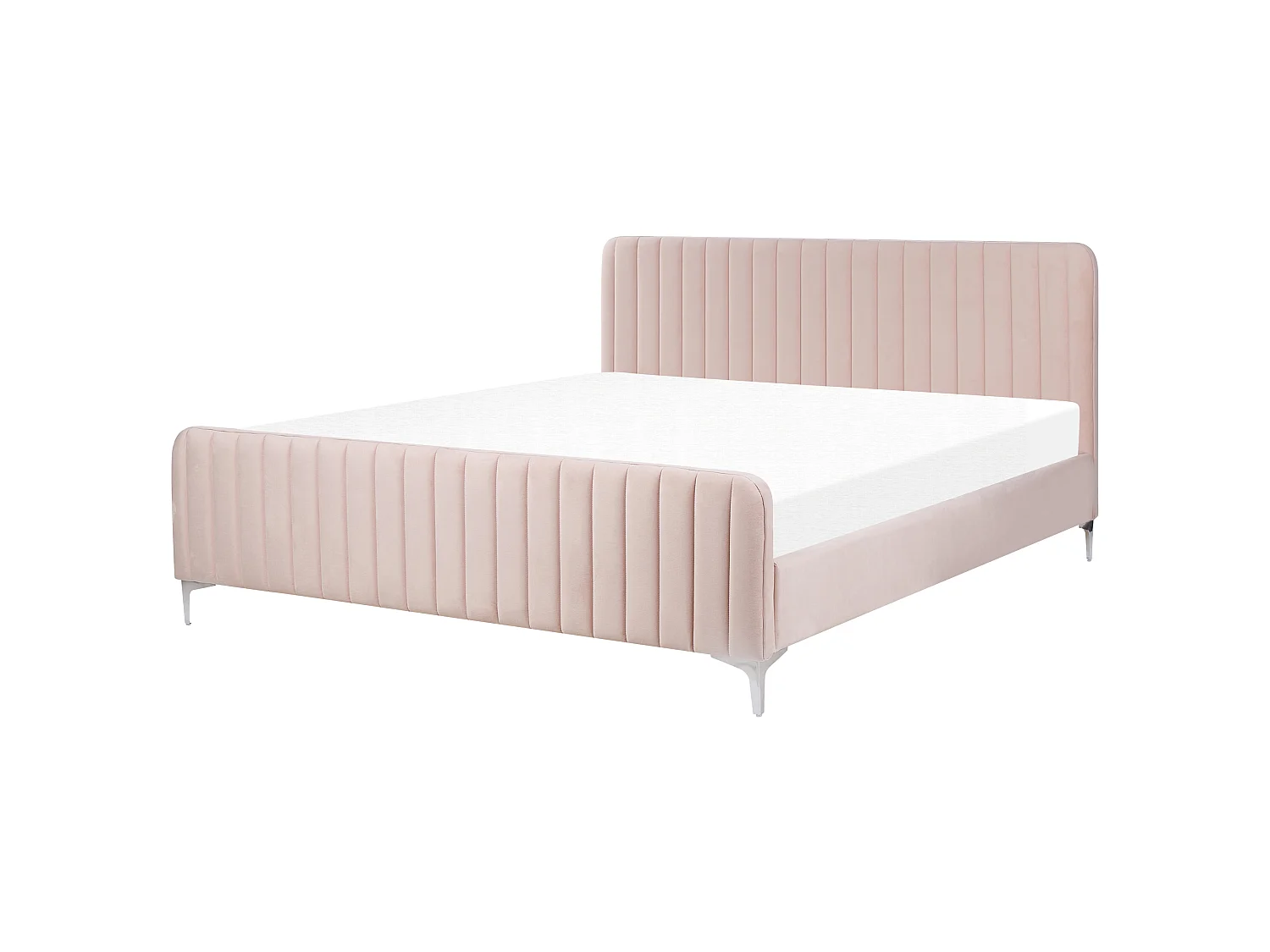 Lit avec sommier Velours LUNAN 180 x 200 cm Rose pastel