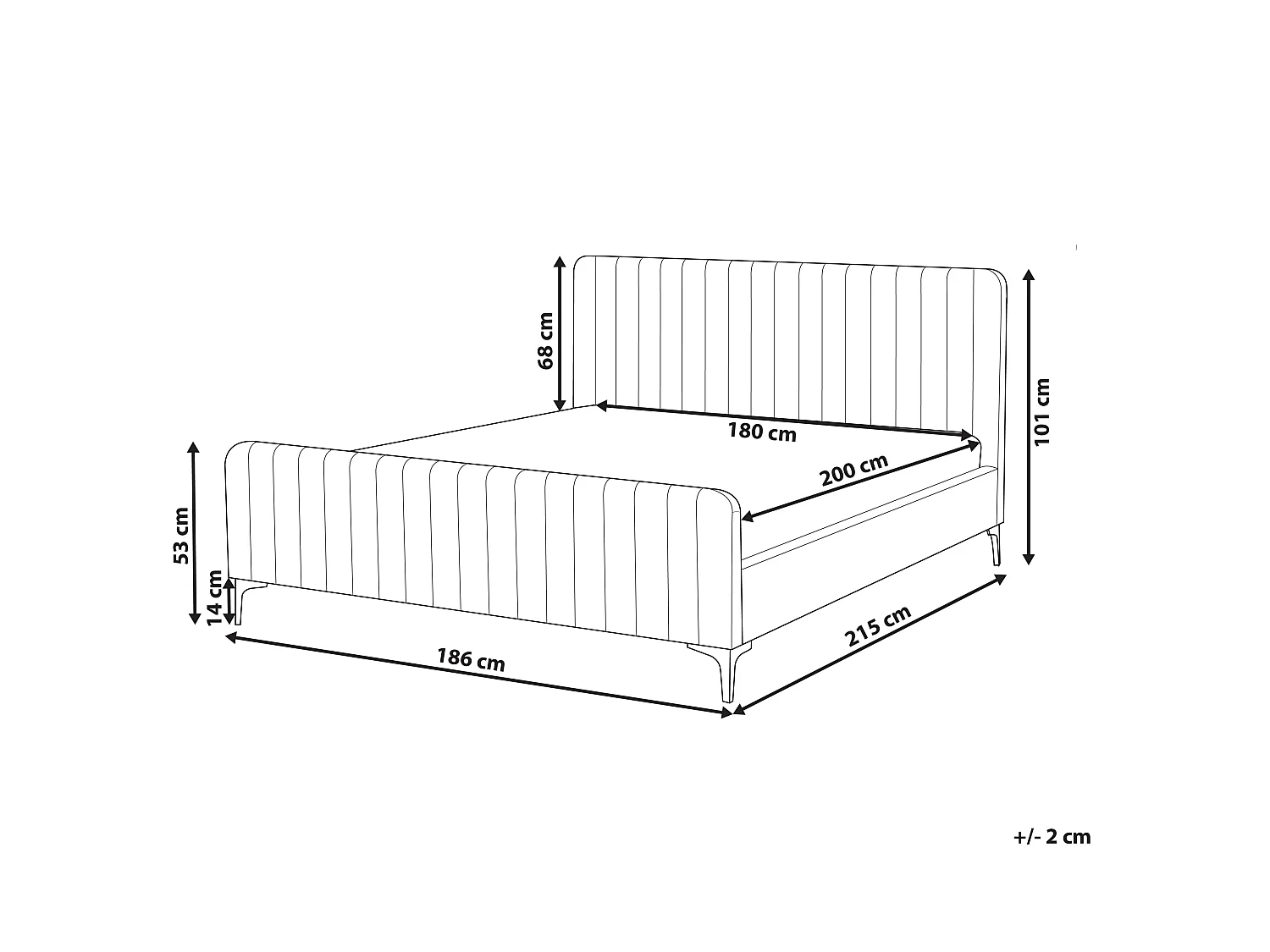 Lit avec sommier Velours LUNAN 180 x 200 cm Rose pastel