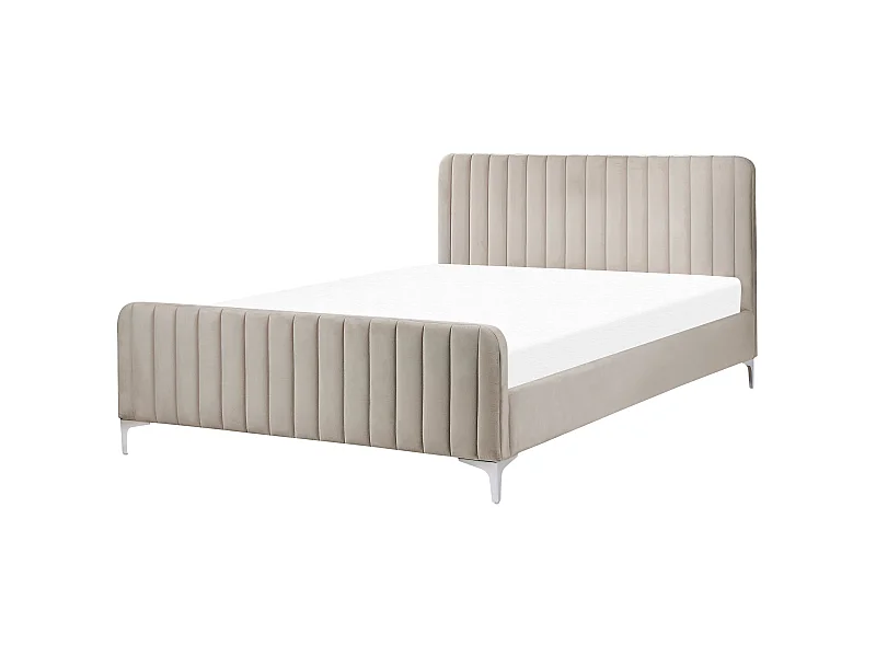 Bett mit Lattenrost Samtstoff LUNAN 140 x 200 cm Taupe