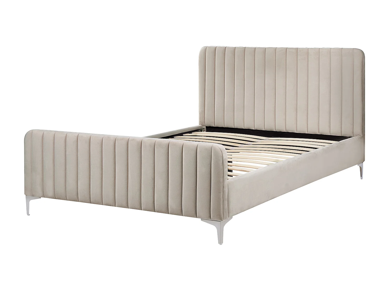 Bett mit Lattenrost Samtstoff LUNAN 140 x 200 cm Taupe