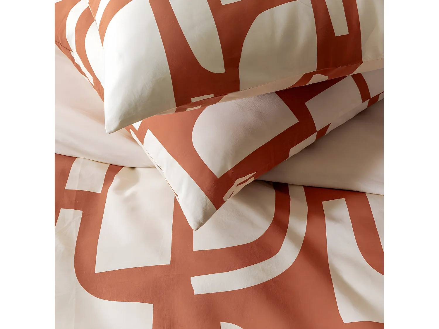 Parure de lit 2 personnes géométrique bicolore 240x220cm