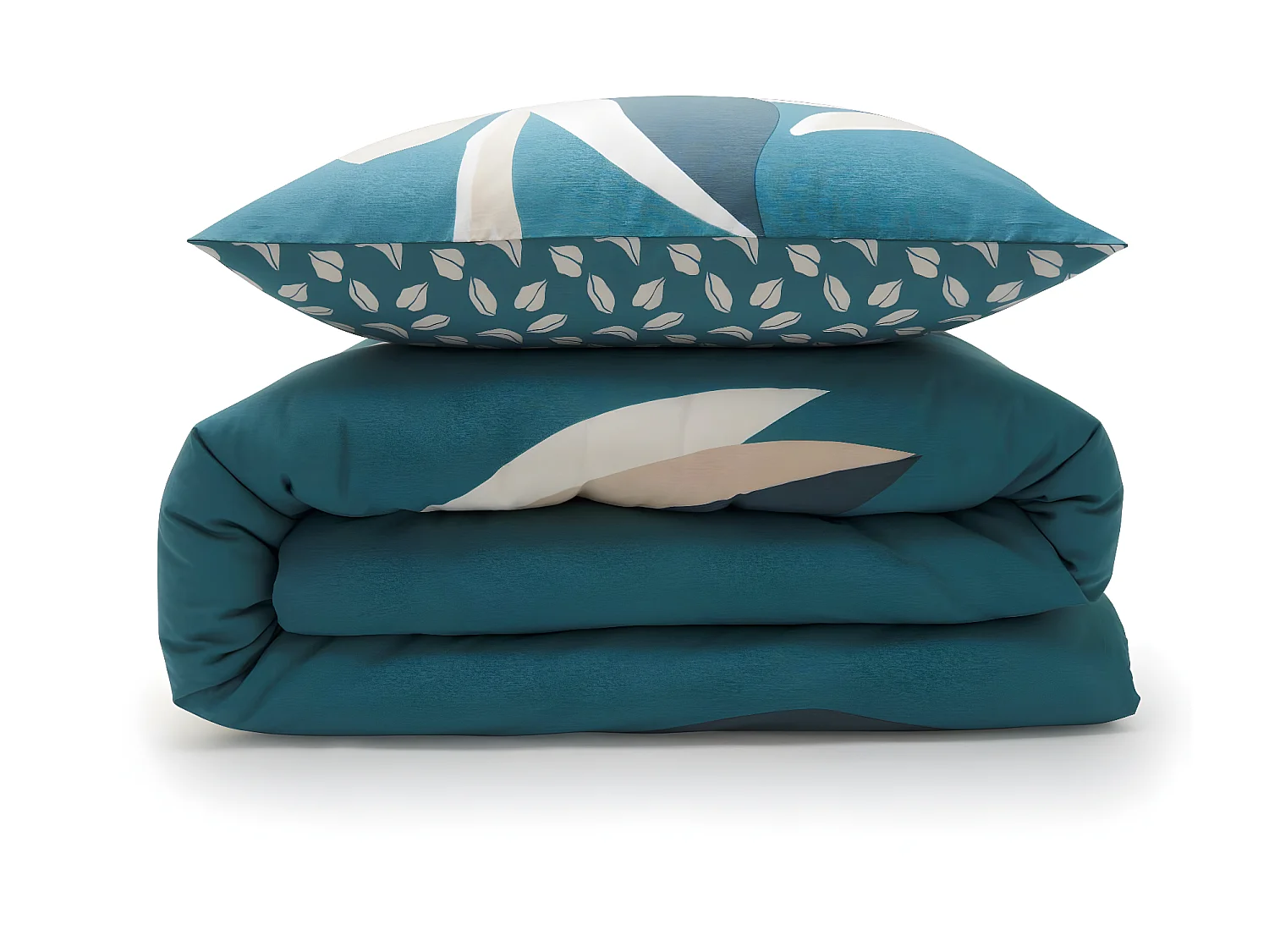 Parure de lit 2 personnes tropical réversible feuilles 260x240cm