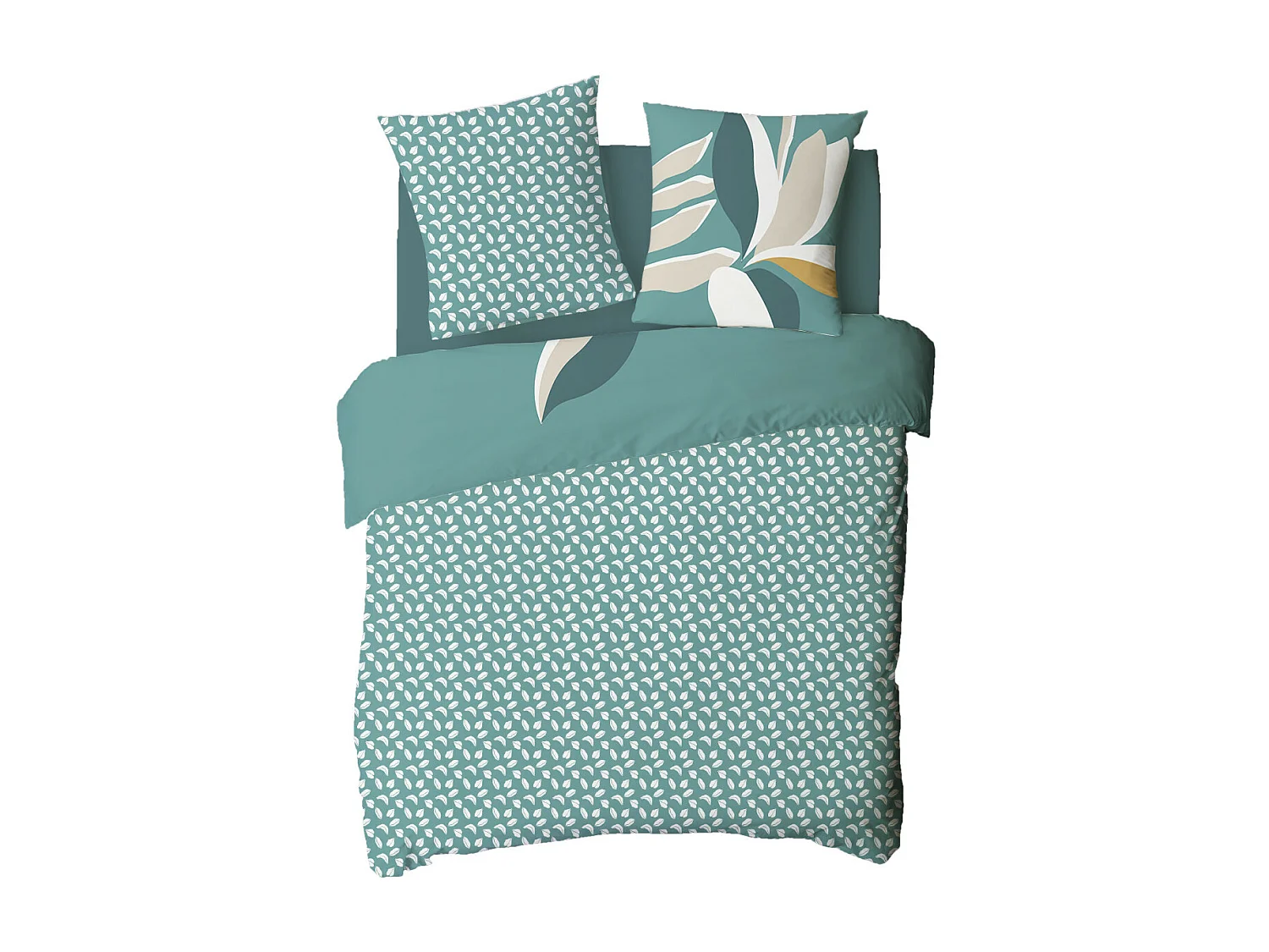 Parure de lit 2 personnes tropical réversible feuilles 260x240cm