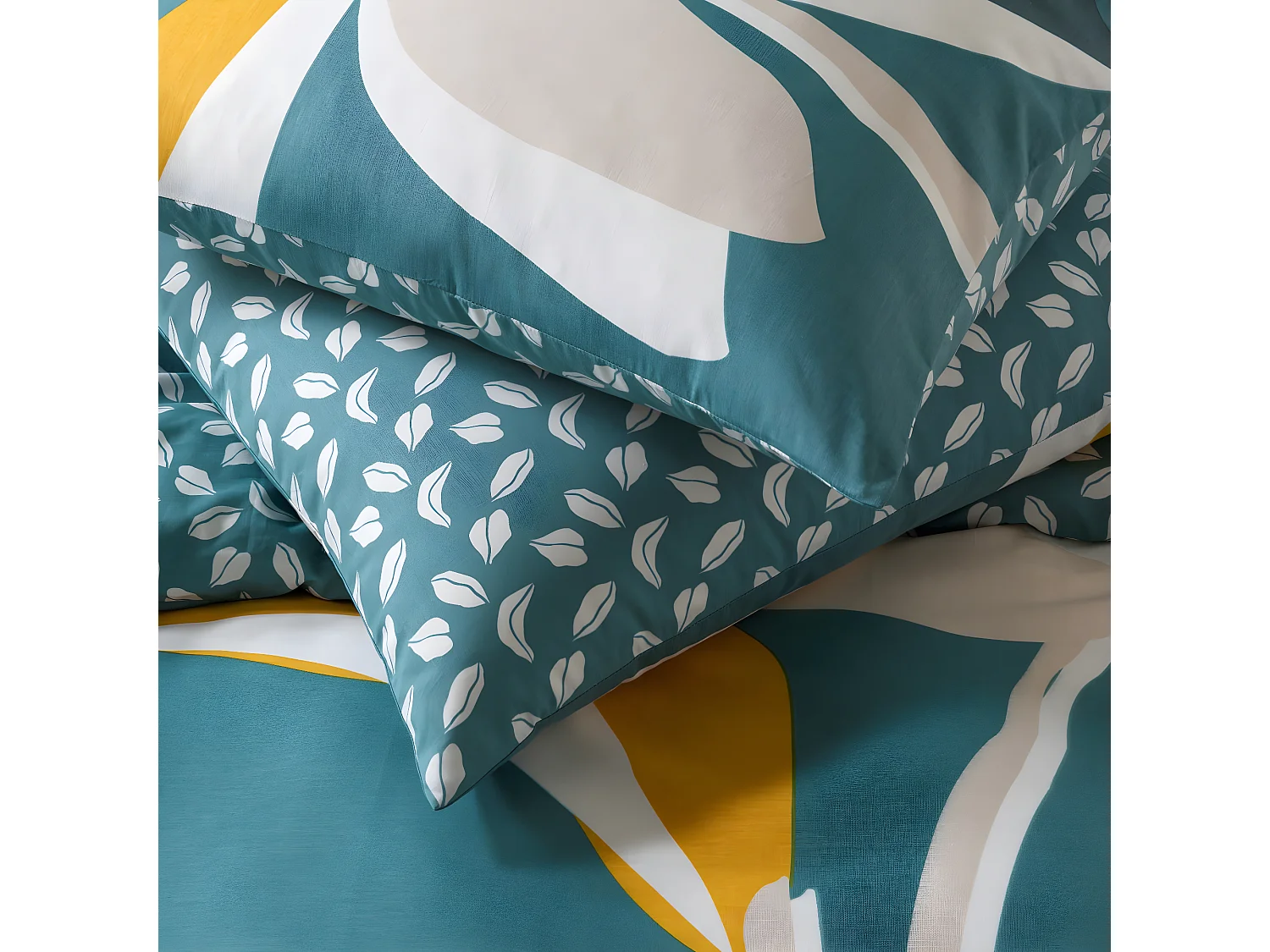 Parure de lit 2 personnes tropical réversible feuilles 240x220cm