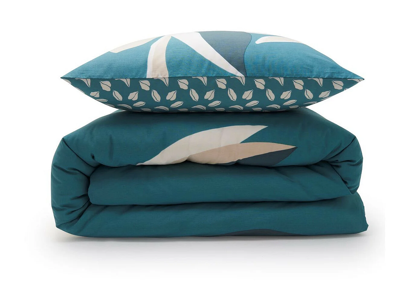 Parure de lit 2 personnes tropical réversible feuilles 240x220cm