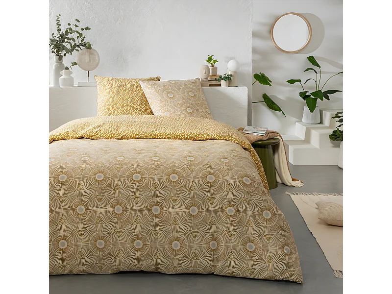 Parure de lit 2 personnes graphique réversible à pois 260x240cm