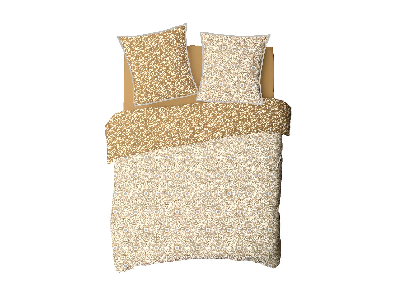 Parure de lit 2 personnes graphique réversible à pois 260x240cm