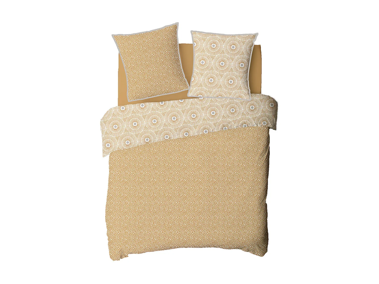 Parure de lit 2 personnes graphique réversible à pois 260x240cm